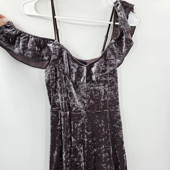 American Eagle velvet dress brown mauve medium shiny summer vacation - Picture 3 of 4
